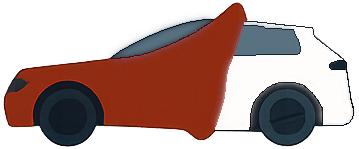 A drawing of a car been wrapped