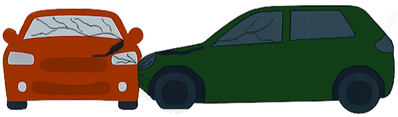 A drawing of a car collision