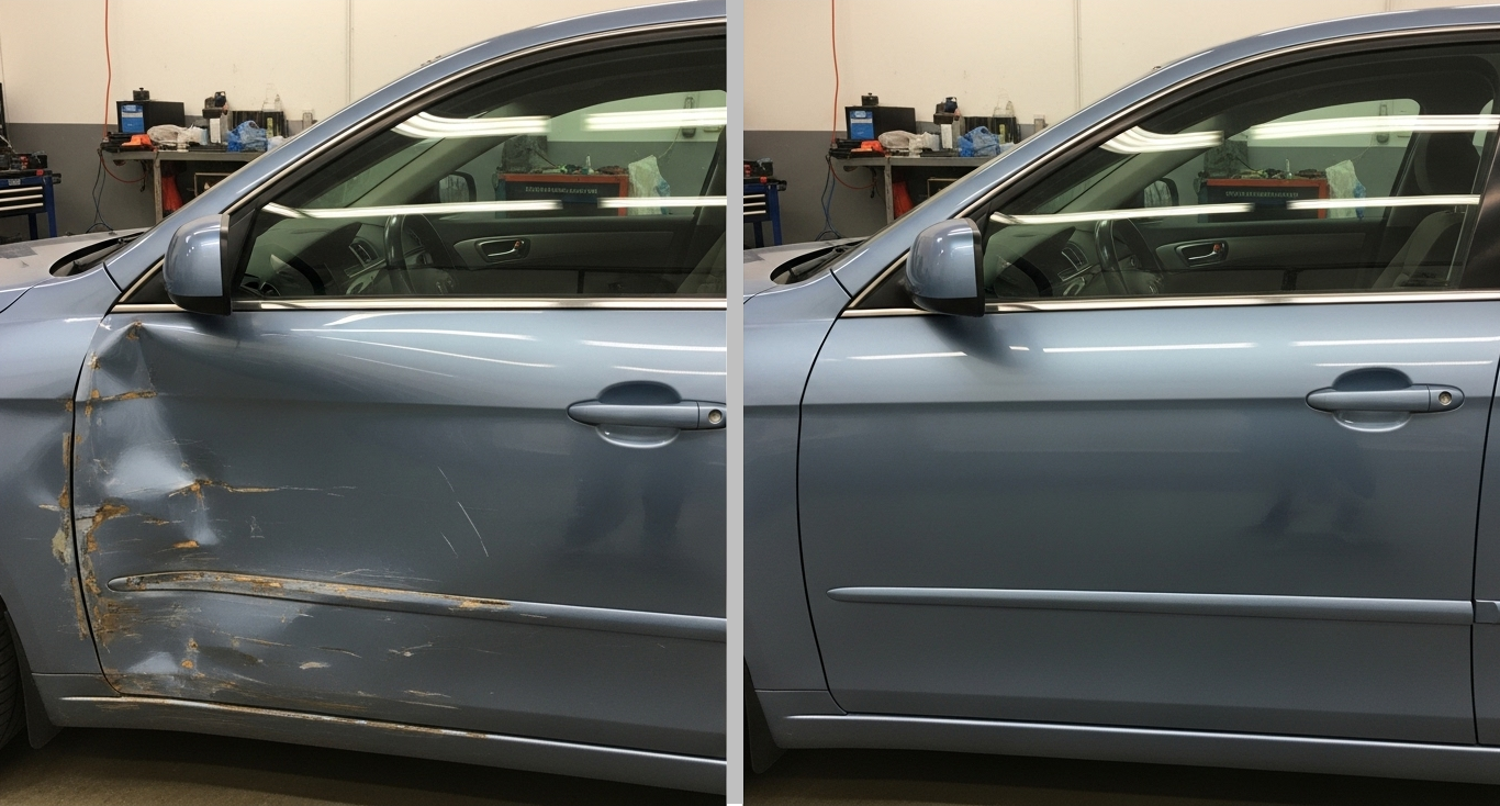 And after and before a car restoration